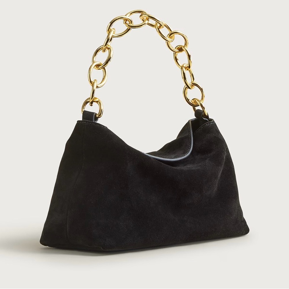 J. Crew Berkeley small chainlink shoulder bag in black suede - Picture 2 of 4